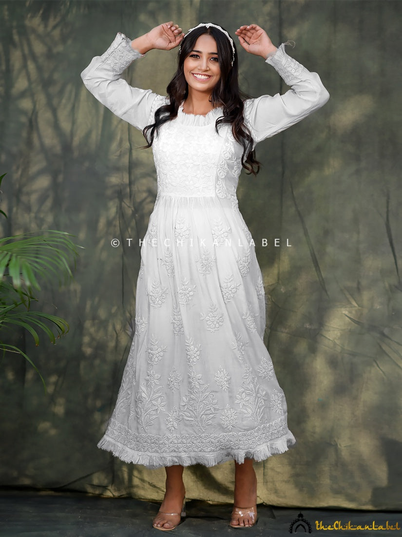 Buy Poonam Fancy Rayon Chikan Work Ethnic Wear Anarkali Kurti Collection
